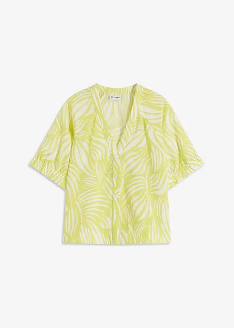 Halenka s krátkým rukávem ve lněném vzhledu, bonprix