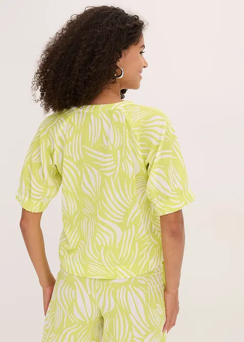 Halenka s krátkým rukávem ve lněném vzhledu, bonprix