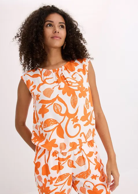 Zkrácený halenkový top ze splývavé viskózy, bonprix