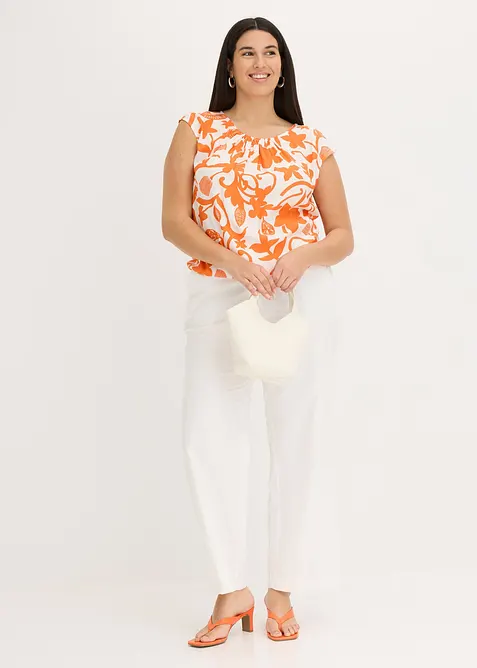 Zkr&aacute;cen&yacute; halenkov&yacute; top ze spl&yacute;vav&eacute; visk&oacute;zy, bonprix