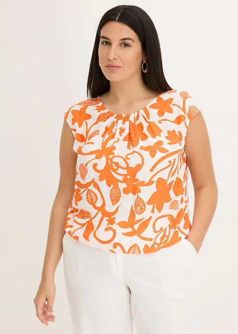 Zkr&aacute;cen&yacute; halenkov&yacute; top ze spl&yacute;vav&eacute; visk&oacute;zy, bonprix