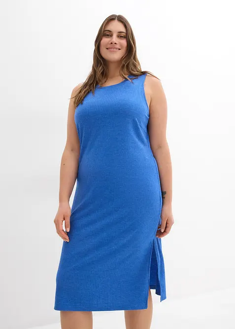 Žebrované šaty s postranními rozparky, ze splývavé směsi s viskózou, bonprix