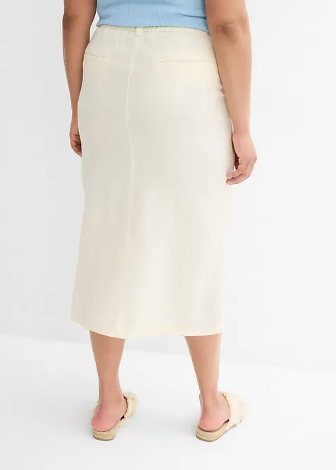 Midi sukně ze vzdušné lněné směsi, bonprix