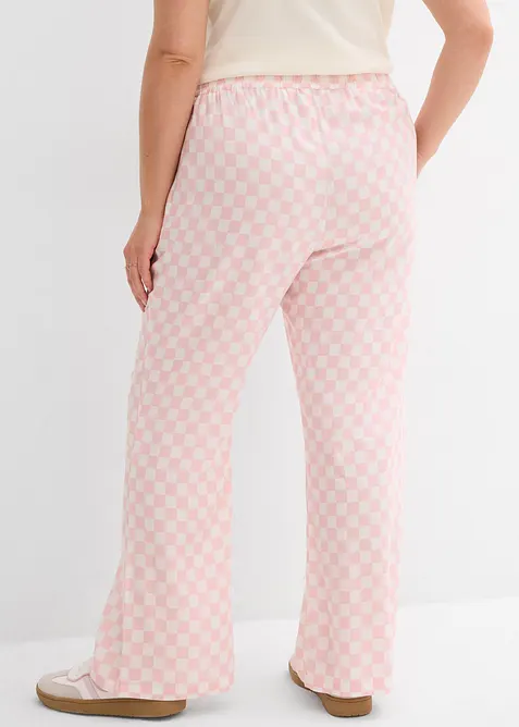 Kostkovan&eacute; kalhoty Marlene ze spl&yacute;vav&eacute; visk&oacute;zy, bonprix