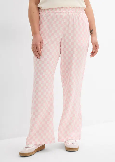 Kostkovan&eacute; kalhoty Marlene ze spl&yacute;vav&eacute; visk&oacute;zy, bonprix