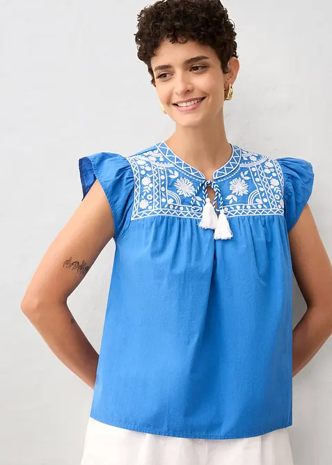 Tunika s podílem hedvábí a výšivkou, bonprix