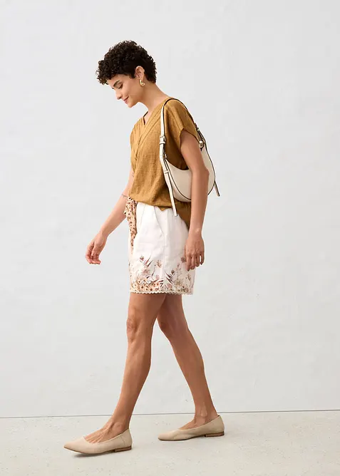 Tričko z čistého lnu, s krajkou, bonprix