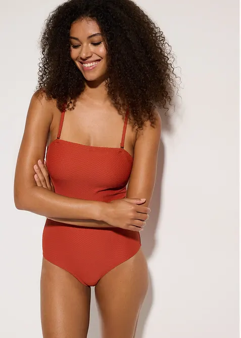 Stahovací jednodílné plavky ze strukturovaného materiálu, střední tvarující efekt, bonprix