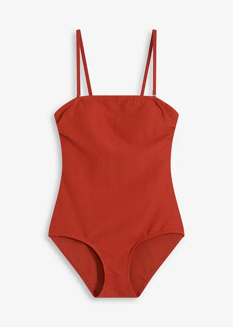 Stahovací jednodílné plavky ze strukturovaného materiálu, střední tvarující efekt, bonprix