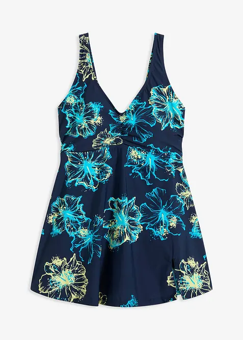 Stahovací koupací šaty, střední tvarující efekt, s výstřihem do V, bonprix