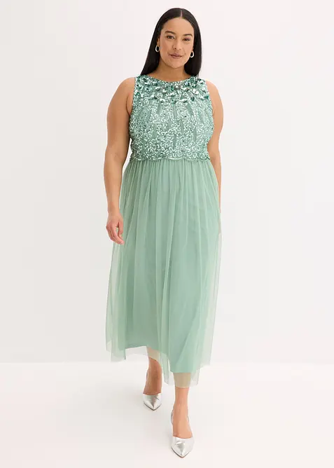 Maxi &scaron;aty s v&yacute;&scaron;ivkou s flitry, bonprix