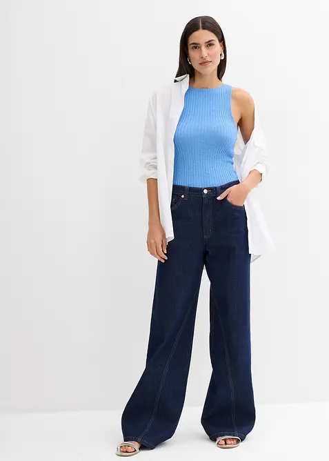 Přiléhavý pletený top z viskózové směsi, bonprix