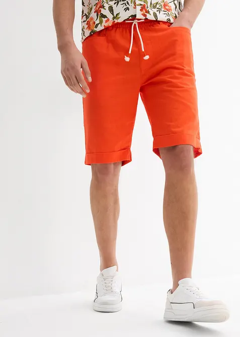 Bermudy bez zapínání, ze vzdušné směsi se lnem, Regular Fit, bonprix