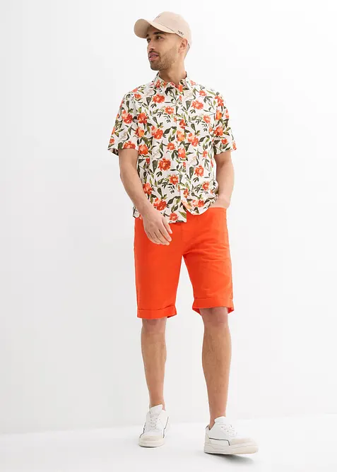 Bermudy bez zapínání, ze vzdušné směsi se lnem, Regular Fit, bonprix