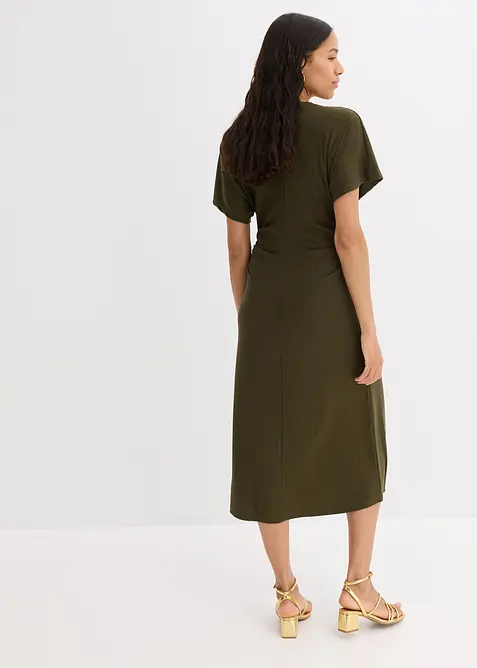 Žebrované žerzejové šaty s postranním nařasením, bonprix