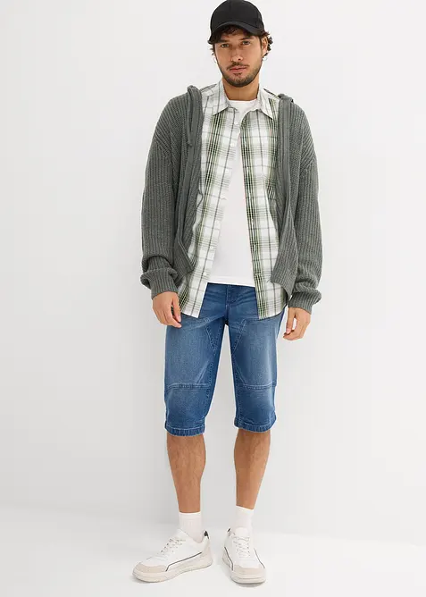 Dlouhé strečové džínové bermudy, Regular Fit, bonprix