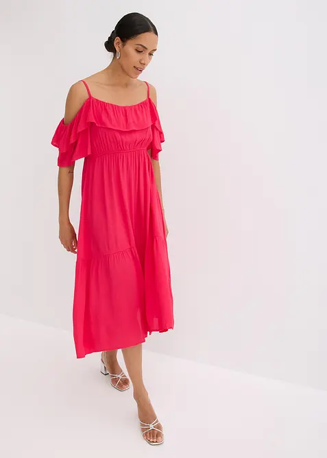 Šaty s volány, ze strukturované viskózy, bonprix