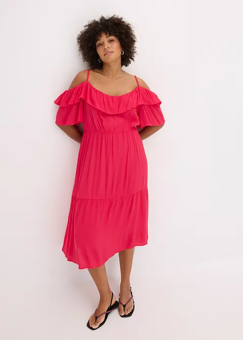 Šaty s volány, ze strukturované viskózy, bonprix