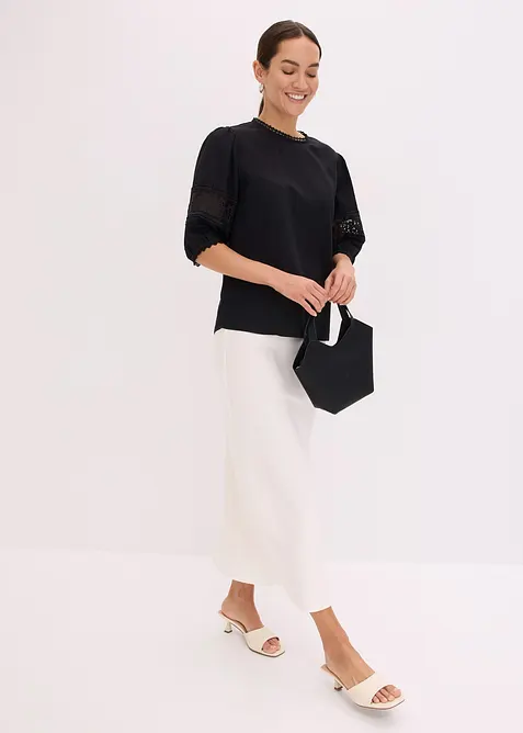 Halenka s krátkým rukávem a podílem lnu, bonprix