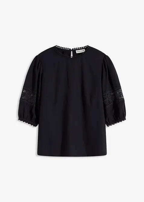 Halenka s krátkým rukávem a podílem lnu, bonprix