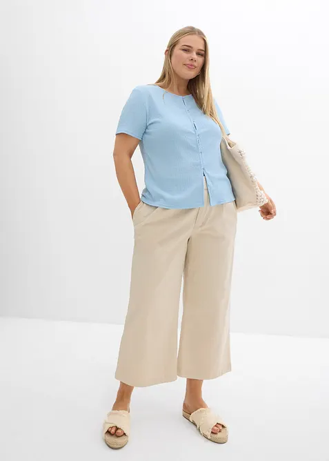 Tričko se strukturou a s knofl&iacute;kovou li&scaron;tou, bonprix