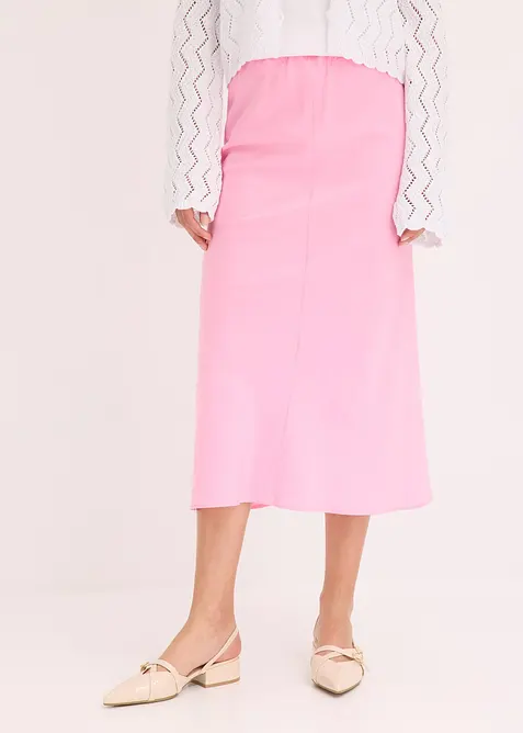 Midi sukně ze saténu, bonprix