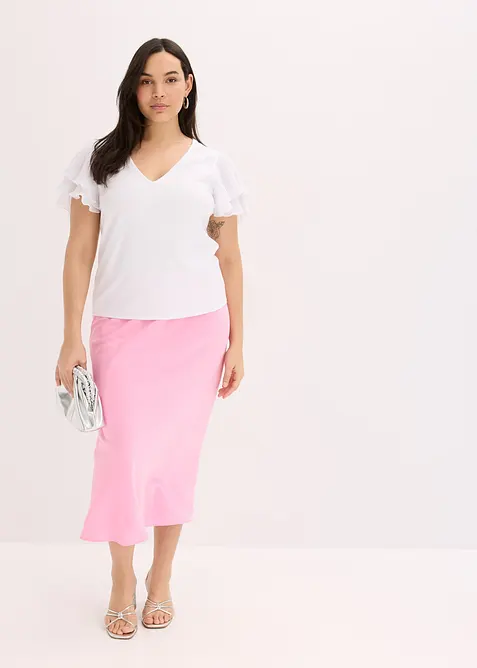 Midi sukně ze saténu, bonprix