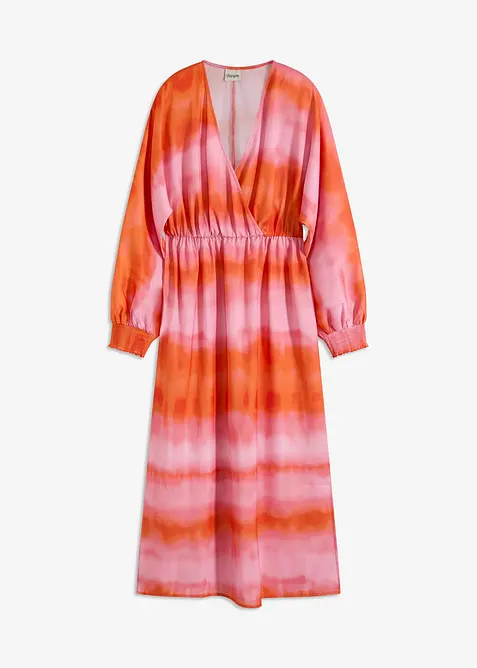 Saténové midi šaty s batikovaným potiskem, bonprix