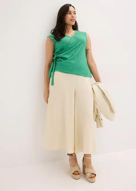 Žerzejové krepové triko se zavinovacím vzhledem, bonprix