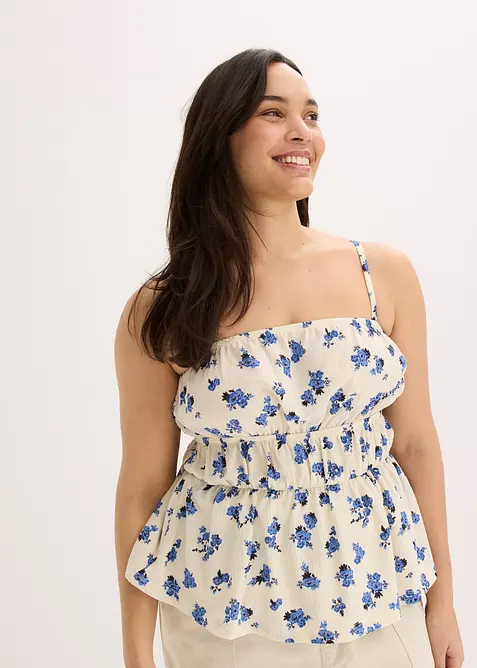 Top se špagetovými ramínky, ze strukturovaného krepu, bonprix