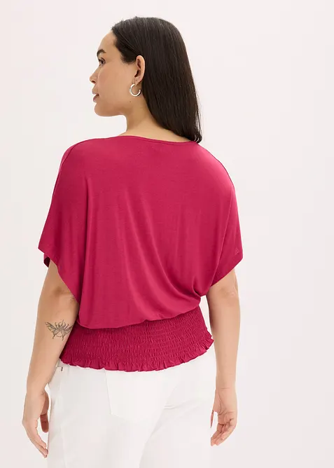 Tričko s žabičkovaným lemem, bonprix