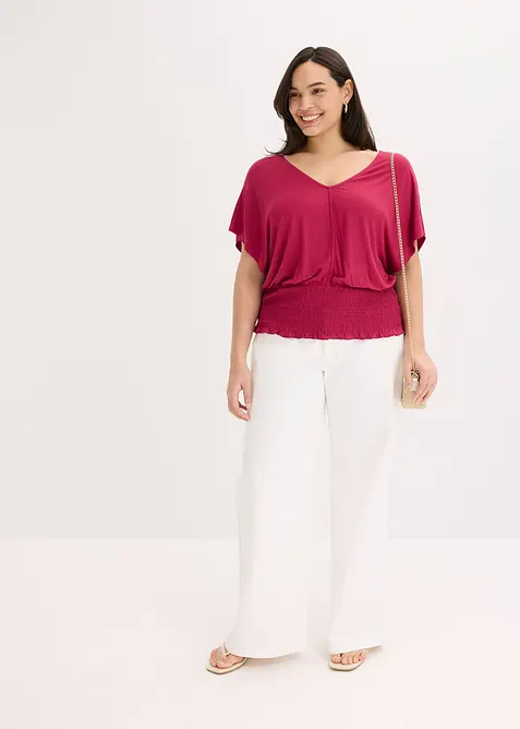 Tričko s žabičkovaným lemem, bonprix