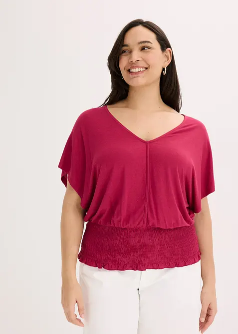 Tričko s žabičkovaným lemem, bonprix