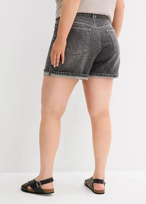 Džínové šortky High Waist, nízký podíl streče, bonprix