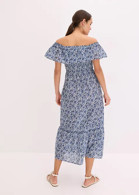 Boho midi šaty s výstřihem Carmen, z lehké bavlny, bonprix