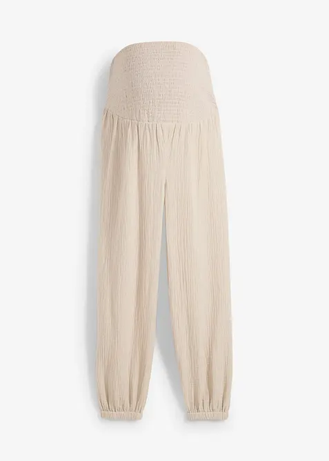 Těhotenské kalhoty 2 v 1, z čistě bavlněného mušelínu, bonprix