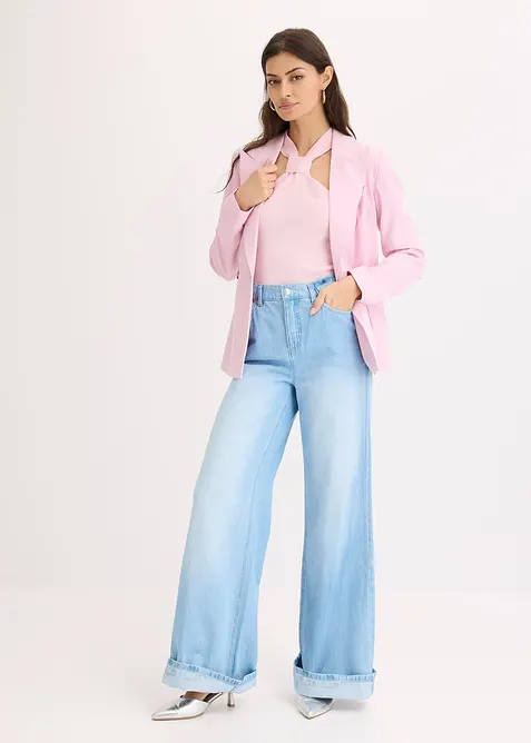 Top s ram&iacute;nkem kolem krku, z měkk&eacute; visk&oacute;zy, bonprix