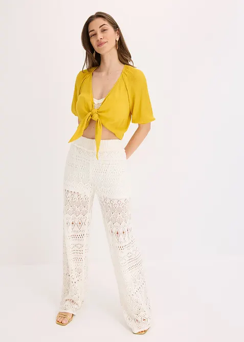 Kalhoty bez zapínání, s dírkovaným vzorem, bonprix