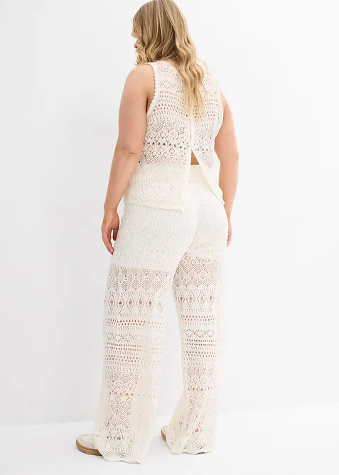 Kalhoty bez zap&iacute;n&aacute;n&iacute;, s d&iacute;rkovan&yacute;m vzorem, bonprix