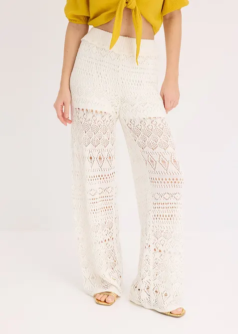 Kalhoty bez zapínání, s dírkovaným vzorem, bonprix
