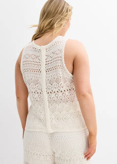 Pletený top s dírkovaným vzorem, bonprix