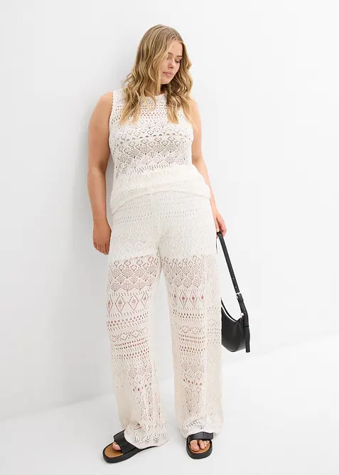 Pletený top s dírkovaným vzorem, bonprix