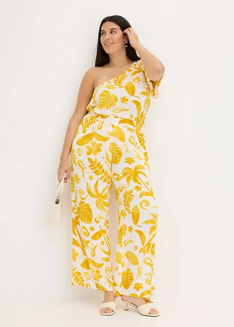 Poti&scaron;těn&eacute; &scaron;irok&eacute; kalhoty ze strukturovan&eacute; visk&oacute;zy, bonprix