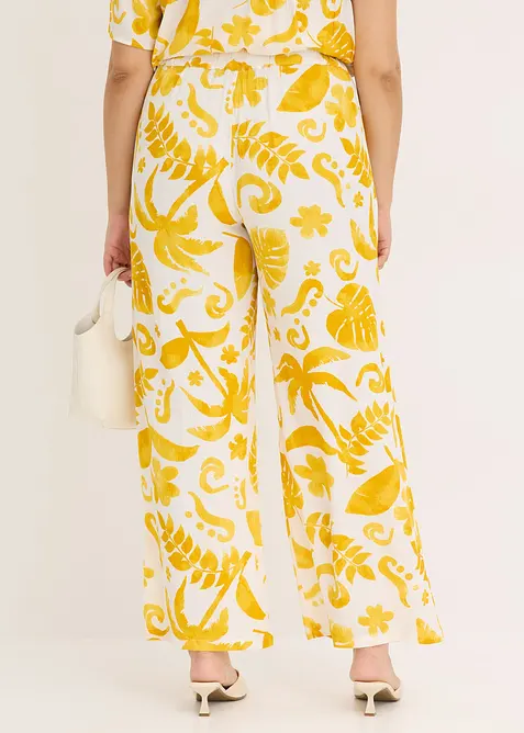 Poti&scaron;těn&eacute; &scaron;irok&eacute; kalhoty ze strukturovan&eacute; visk&oacute;zy, bonprix