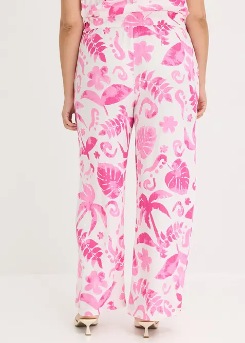 Poti&scaron;těn&eacute; &scaron;irok&eacute; kalhoty ze strukturovan&eacute; visk&oacute;zy, bonprix