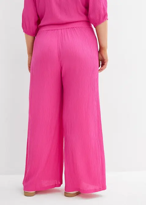 Kalhoty bez zap&iacute;n&aacute;n&iacute;, ze spl&yacute;vav&eacute; visk&oacute;zy, bonprix