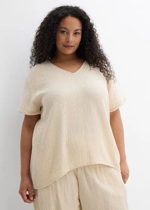 Úpletová tunika z jemného mušelínu, bonprix