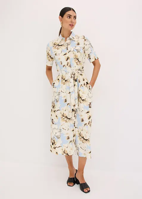 Košilové šaty z viskózy, s páskem na zavazování, bonprix