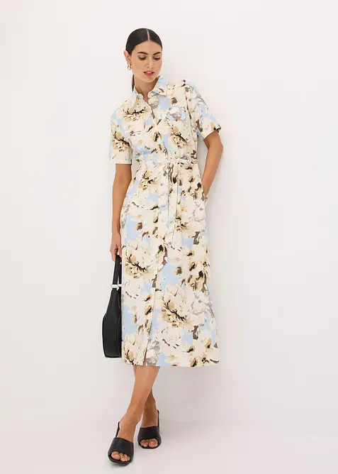 Košilové šaty z viskózy, s páskem na zavazování, bonprix