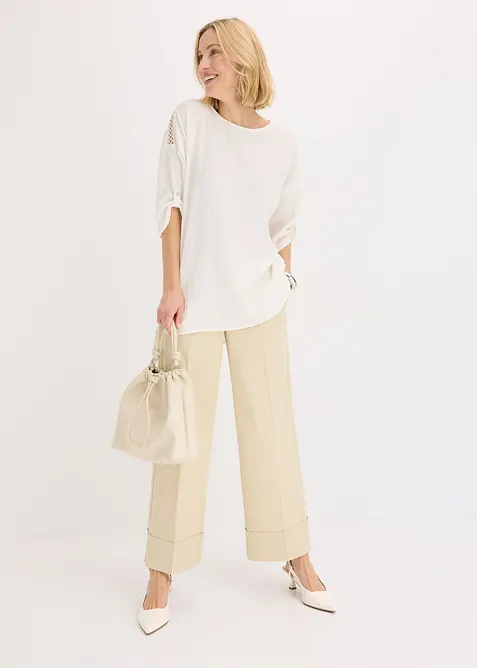 Halenka se strukturou a krajkovým pásem, bonprix